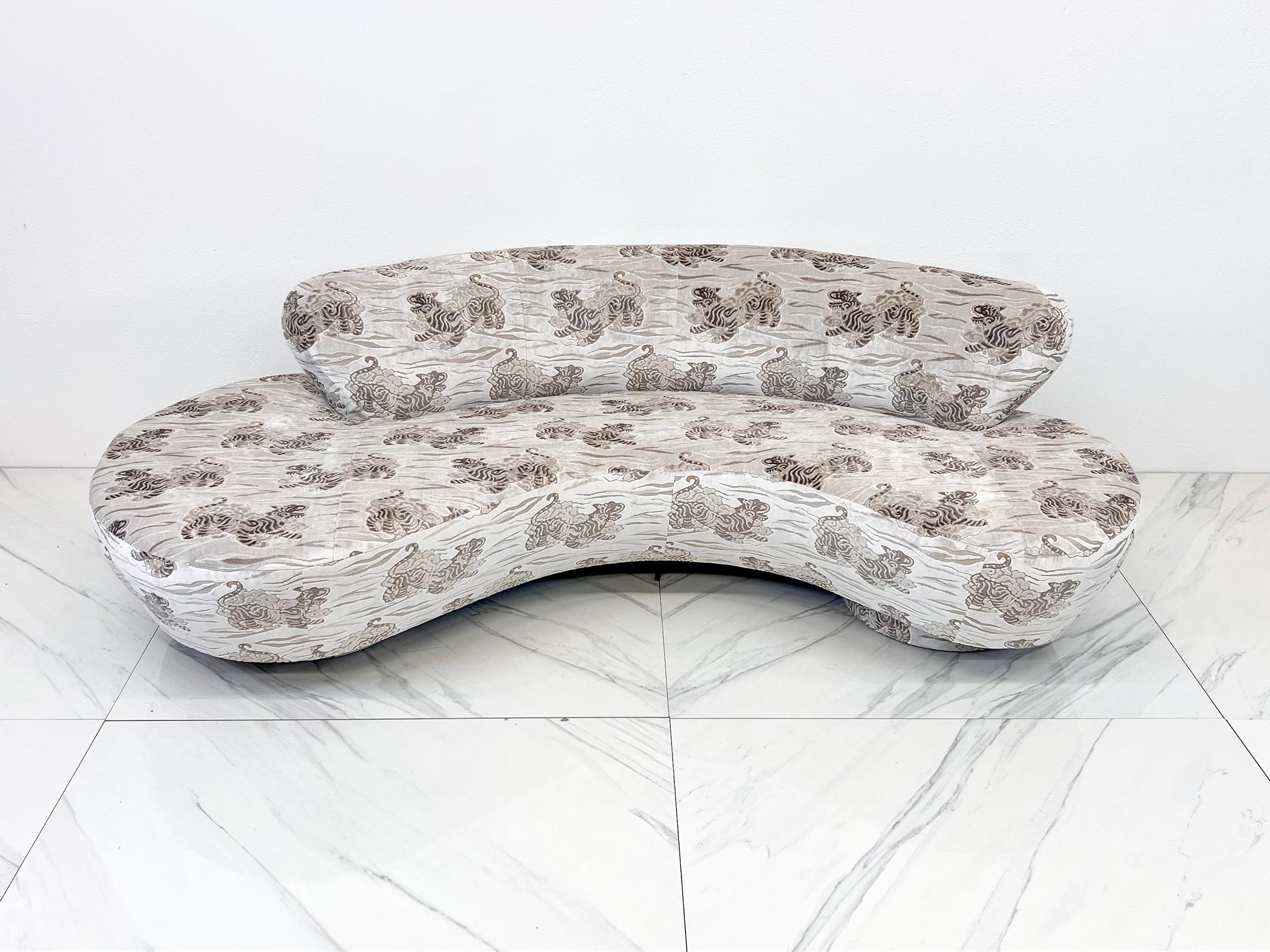 American Vladimir Kagan Serpentine Cloud Sofa, Directional, in Chinoiserie Tiger Velvet For Sale