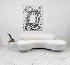 Canapé nuage serpentin Vladimir Kagan pour Directional en tissu bouclé ivoire lourd