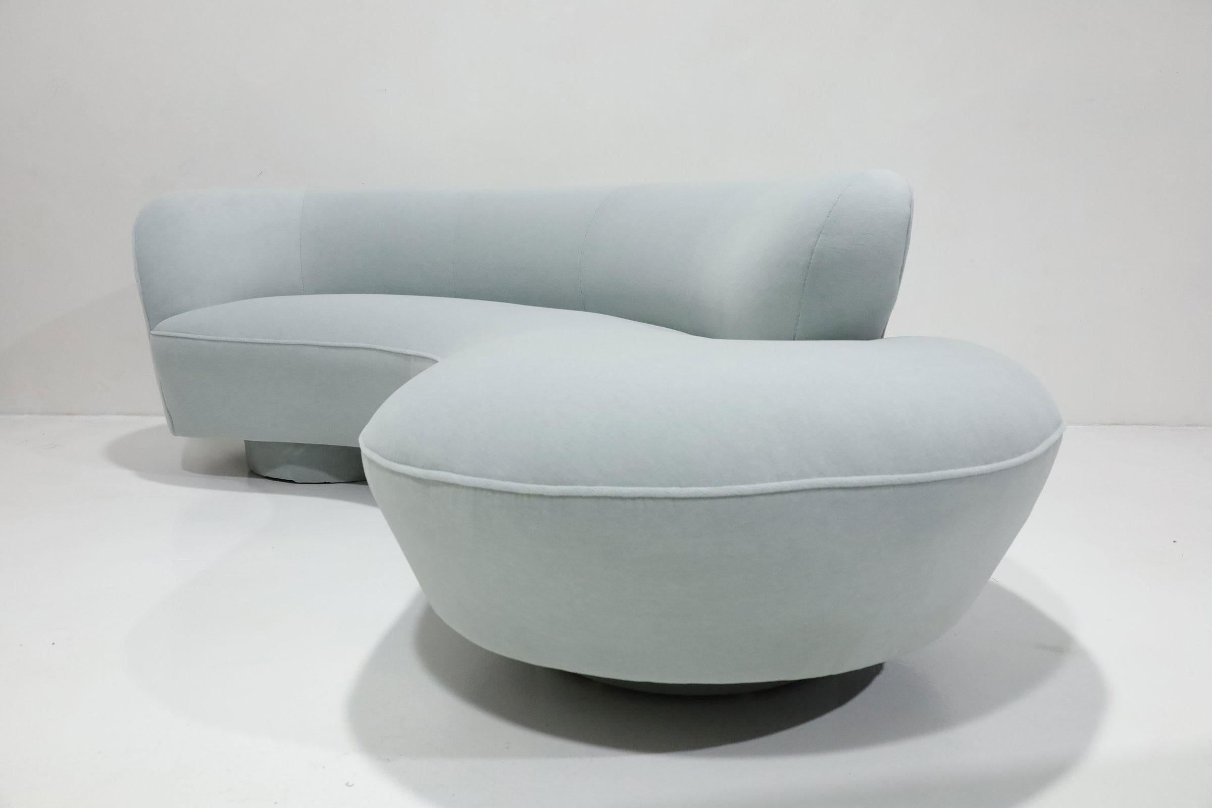Mid-Century Modern Canapé Serpentine Cloud de Vladimir Kagan en mohair d'alpaga Holly Hunt en vente