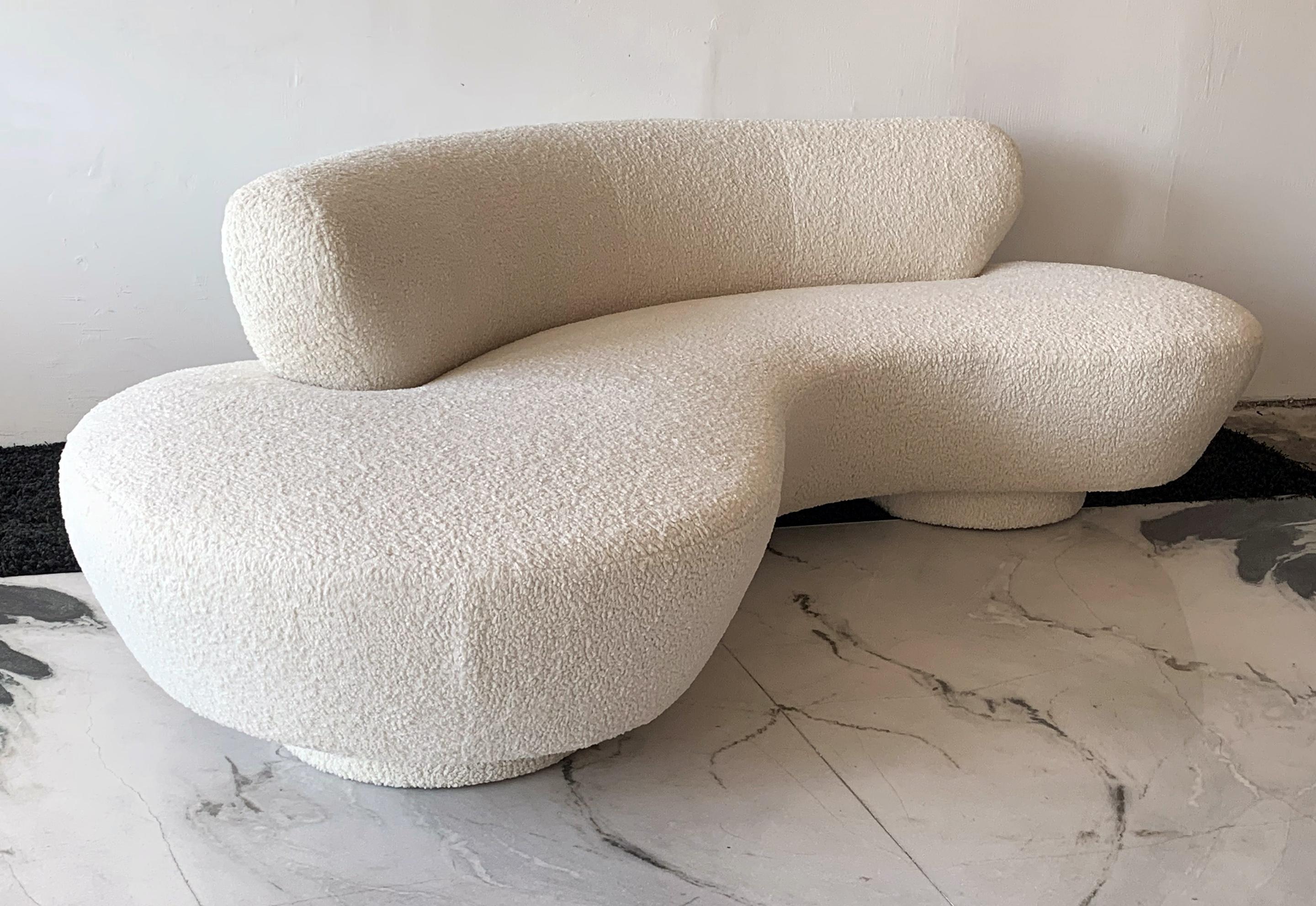 American Vladimir Kagan Serpentine Cloud Sofa Upholstered in Heavy Boucle