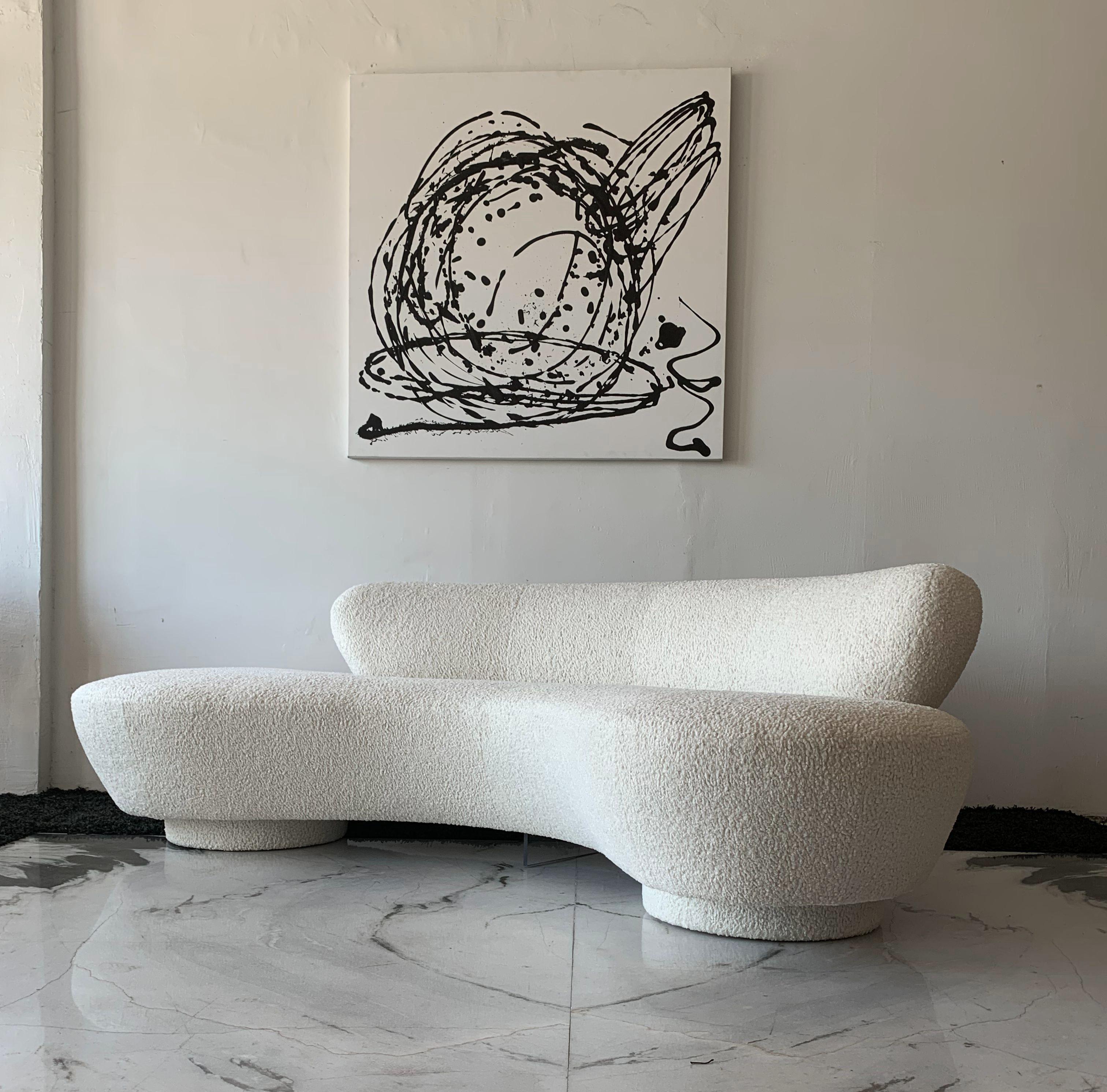 Late 20th Century Vladimir Kagan Serpentine Cloud Sofa Upholstered in Heavy Boucle