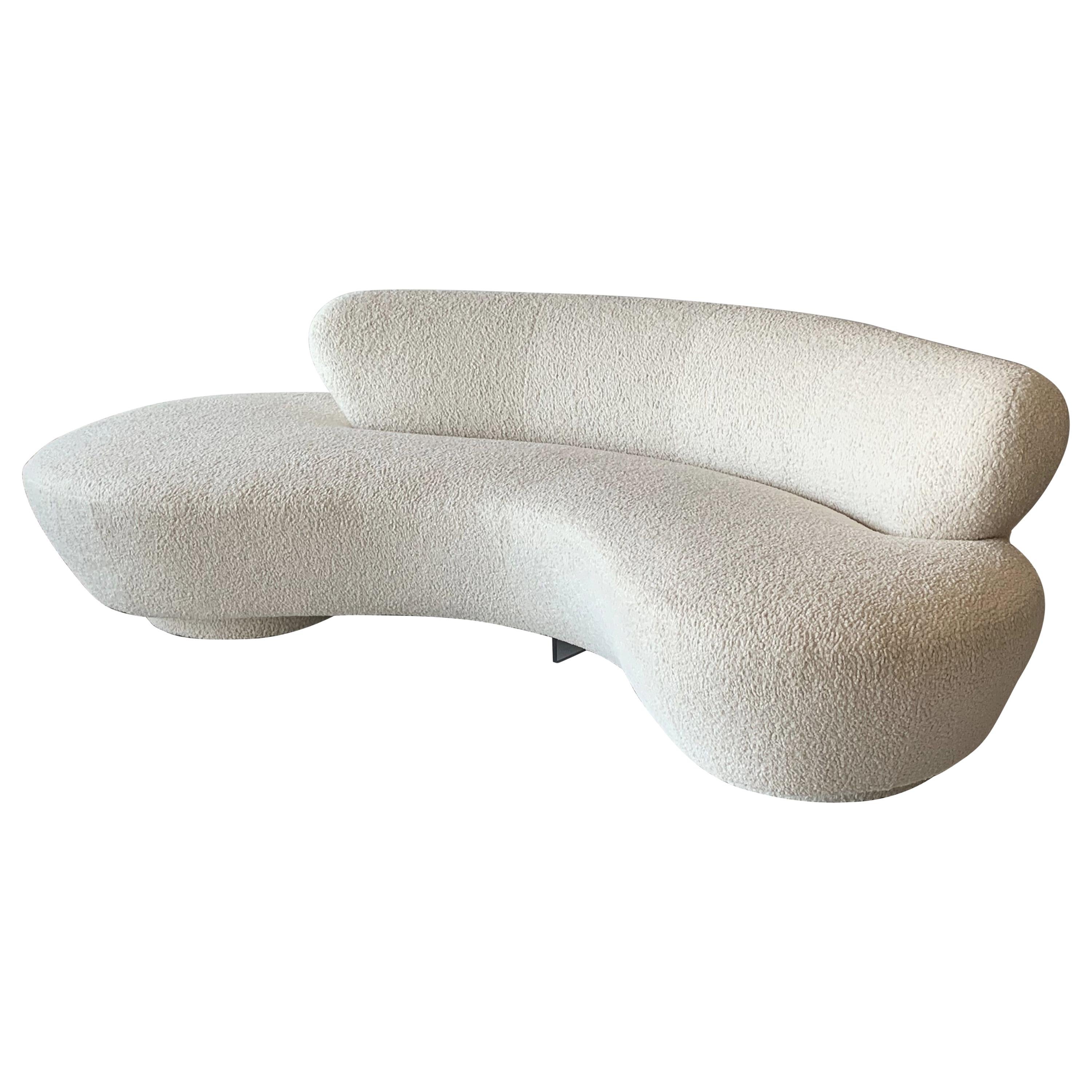 Vladimir Kagan Serpentine Cloud Sofa Upholstered in Heavy Boucle