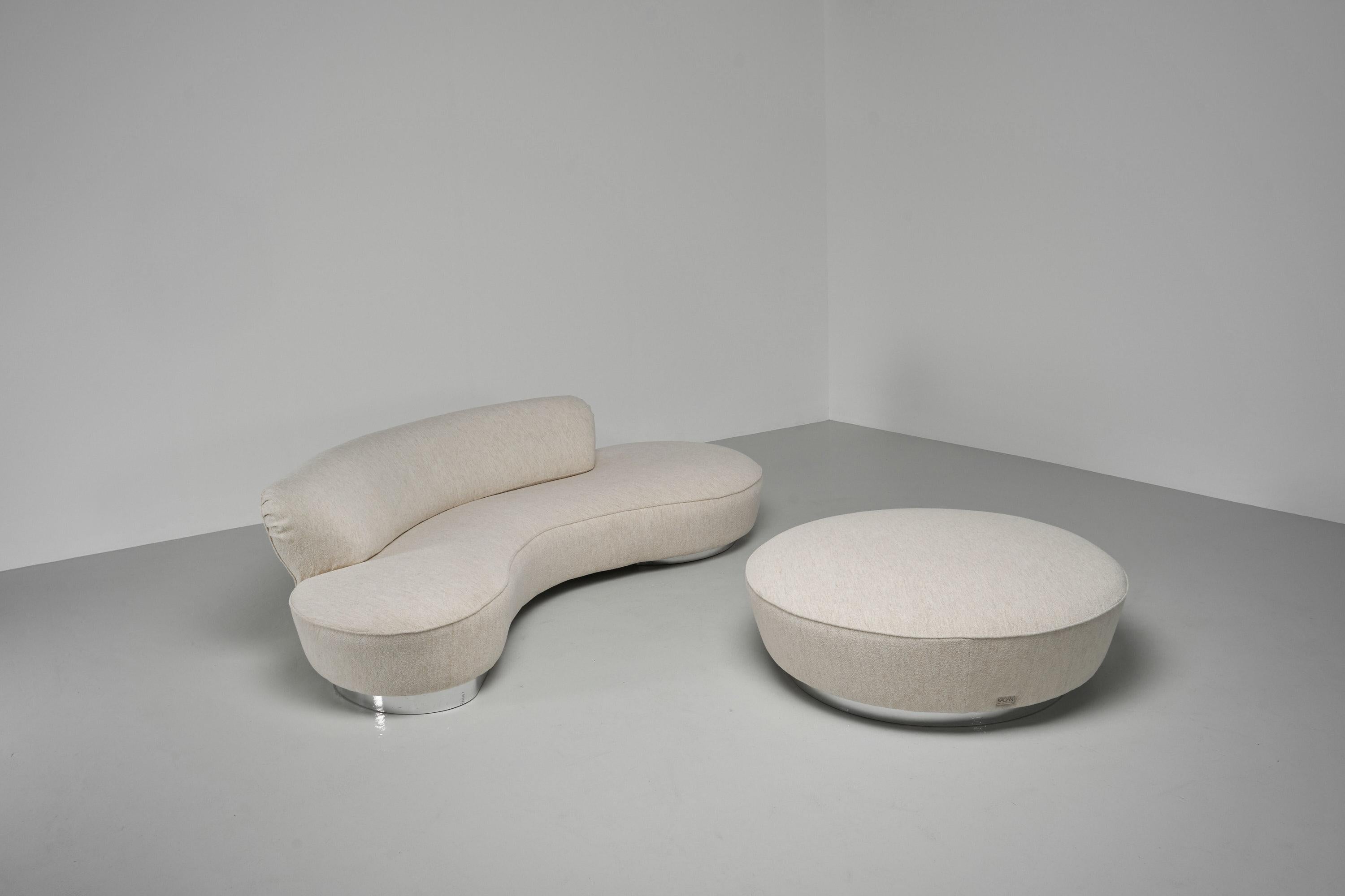 Vladimir Kagan serpentine sofa and poof USA 1990 5