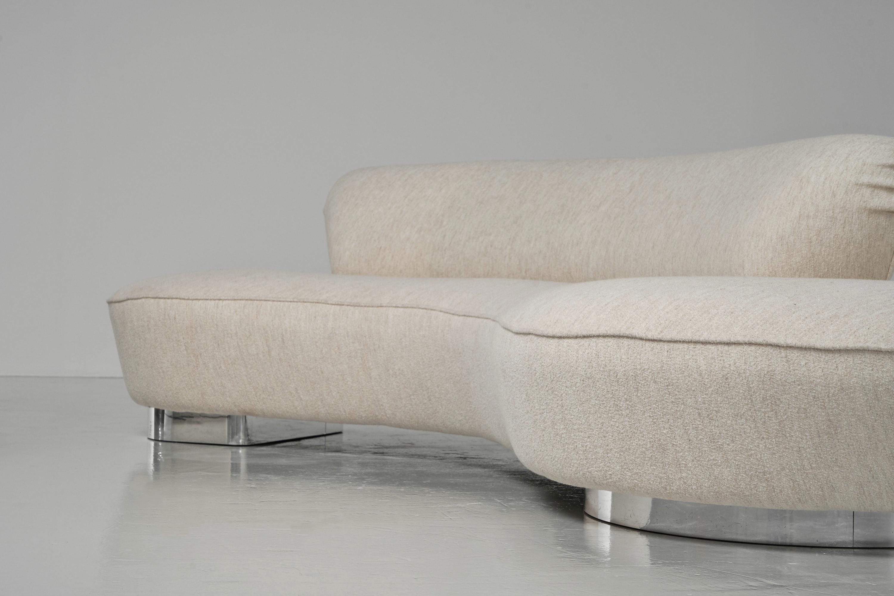 Late 20th Century Vladimir Kagan serpentine sofa and poof USA 1990