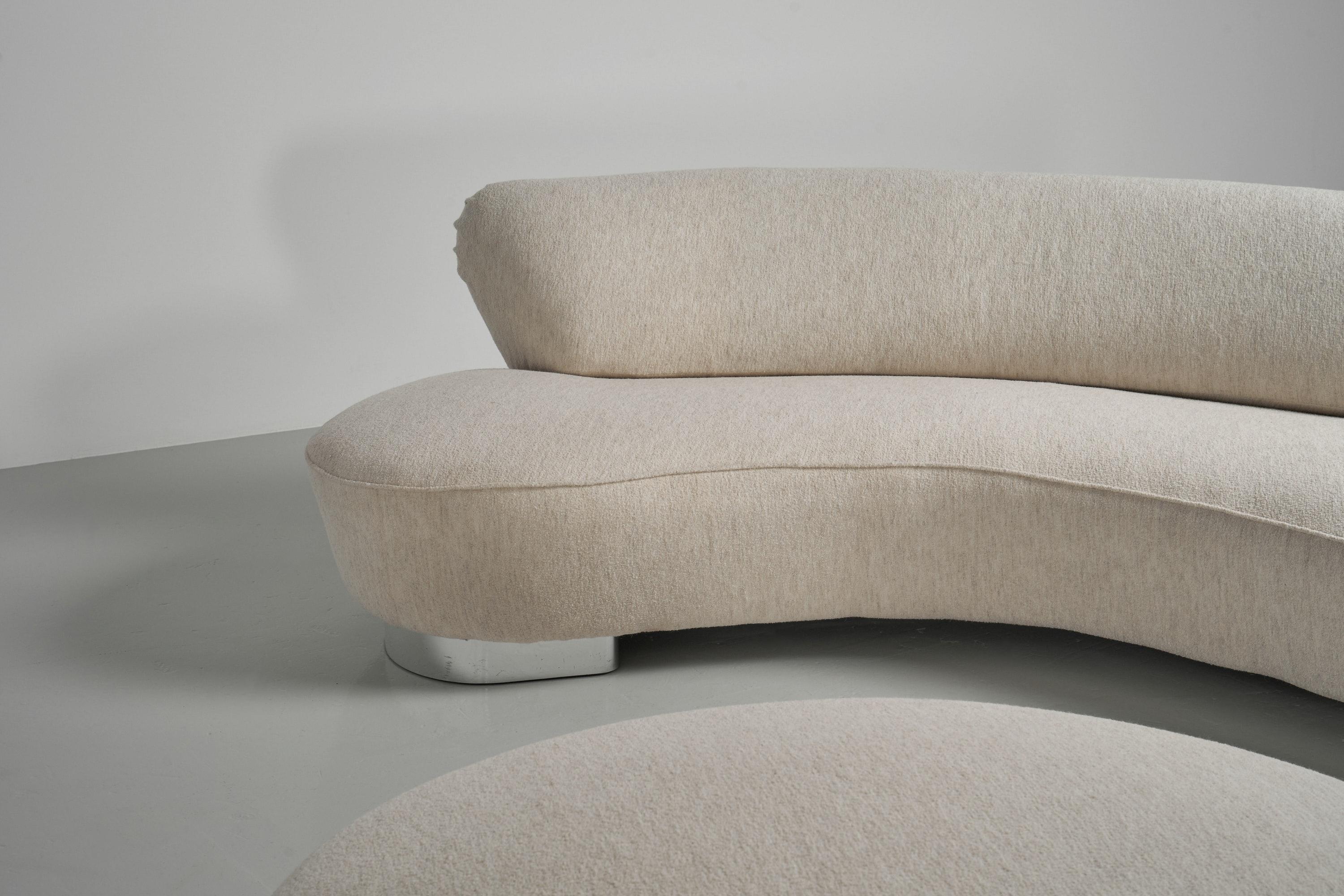 Vladimir Kagan serpentine sofa and poof USA 1990 1