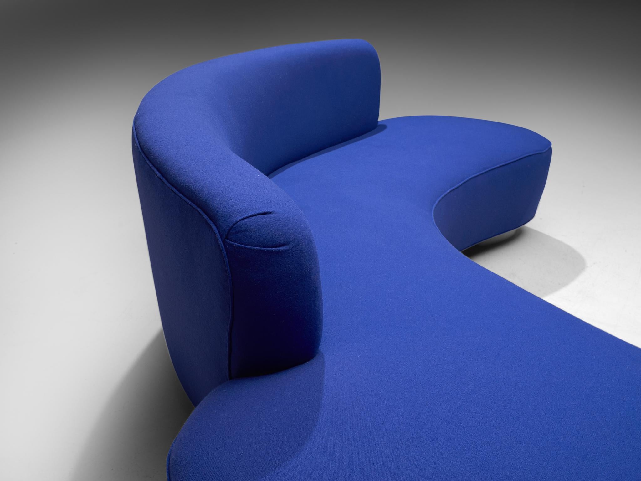 Vladimir Kagan, 'Serpentine' Sofa, Blue Fabric and Wood, Usa, Design, 1950s 1