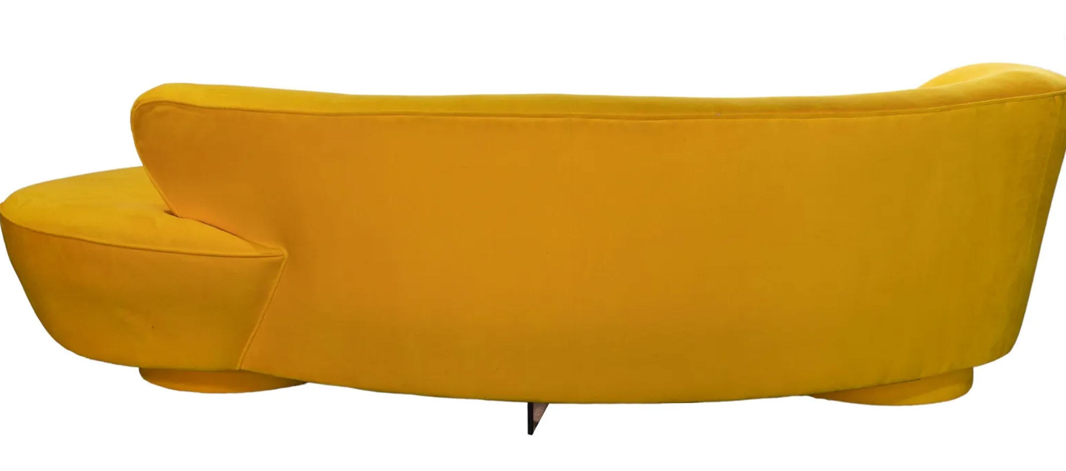 Ready for upholstery of choice. We can help with reupholstery. Vladimir Kagan serpentine sofa by Directional. 