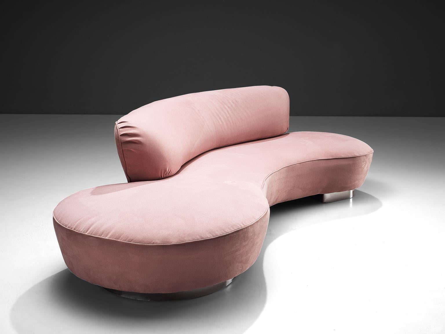 Mid-Century Modern Vladimir Kagan Serpentine Sofa in Pink