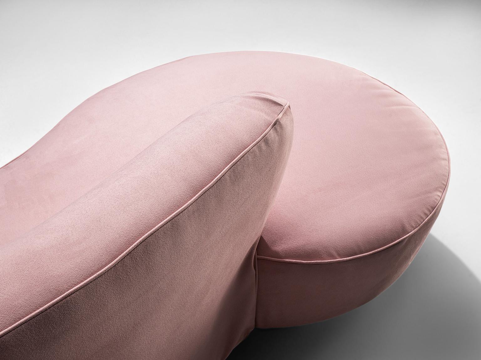 Fabric Vladimir Kagan Serpentine Sofa in Pink Upholstery