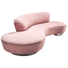 Vladimir Kagan Serpentine Sofa in Pink Upholstery