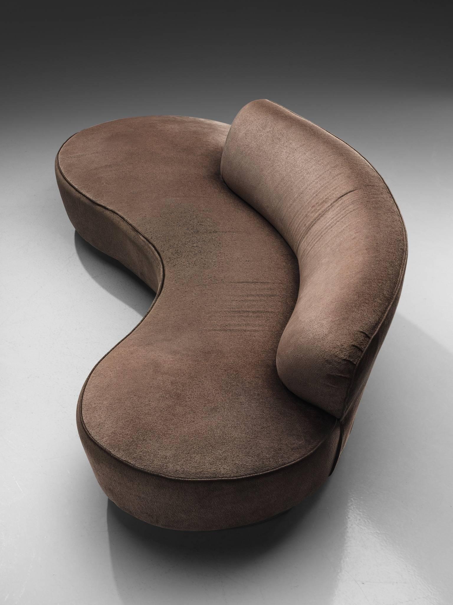 Mid-20th Century Vladimir Kagan Serpentine Sofa in Velvet