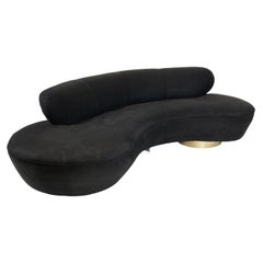 Vladimir Kagan Serpentine Sofa on Brass Bases