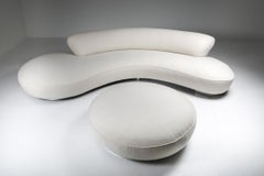 Vladimir Kagan Serpentine Sofa with Ottoman in Pierre Frey Lambswool Velvet