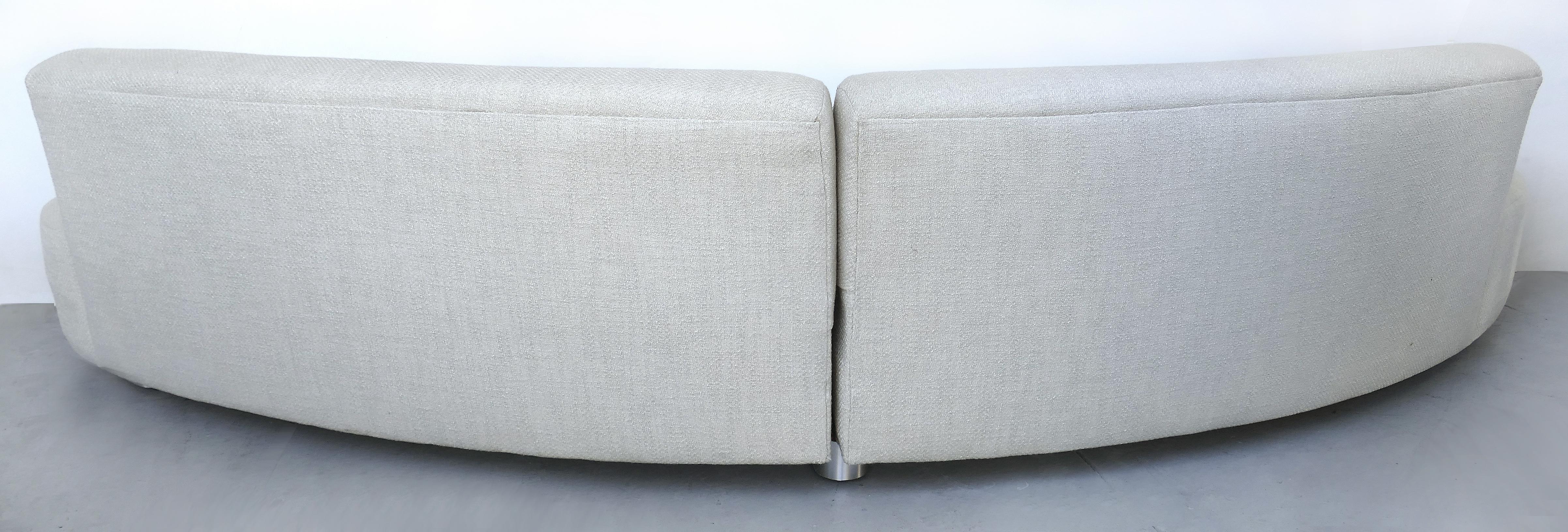 American Vladimir Kagan Serpentine Sofa with Stainless Banding at Base