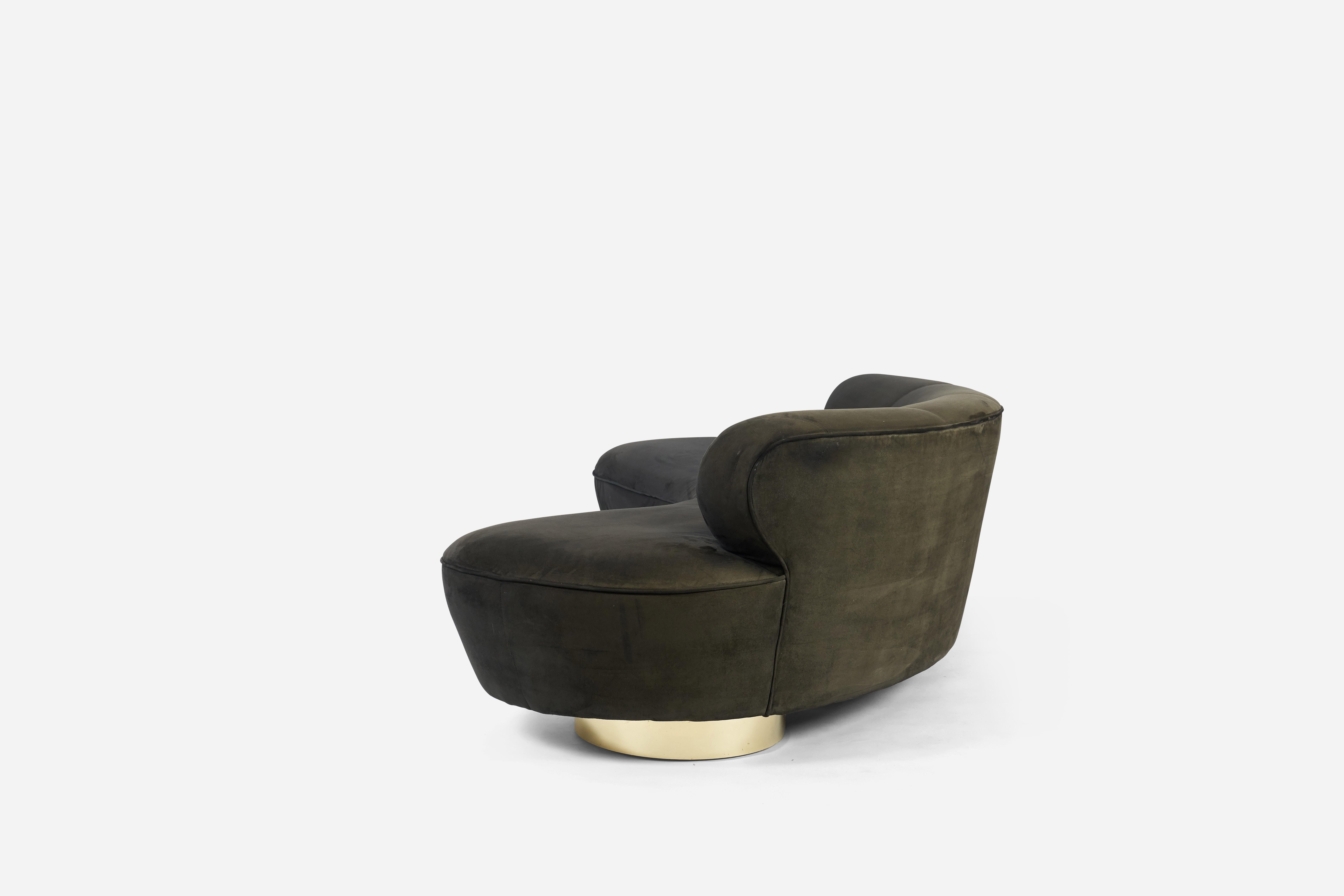 Late 20th Century Vladimir Kagan Serpentine Sofas on Brass Bases