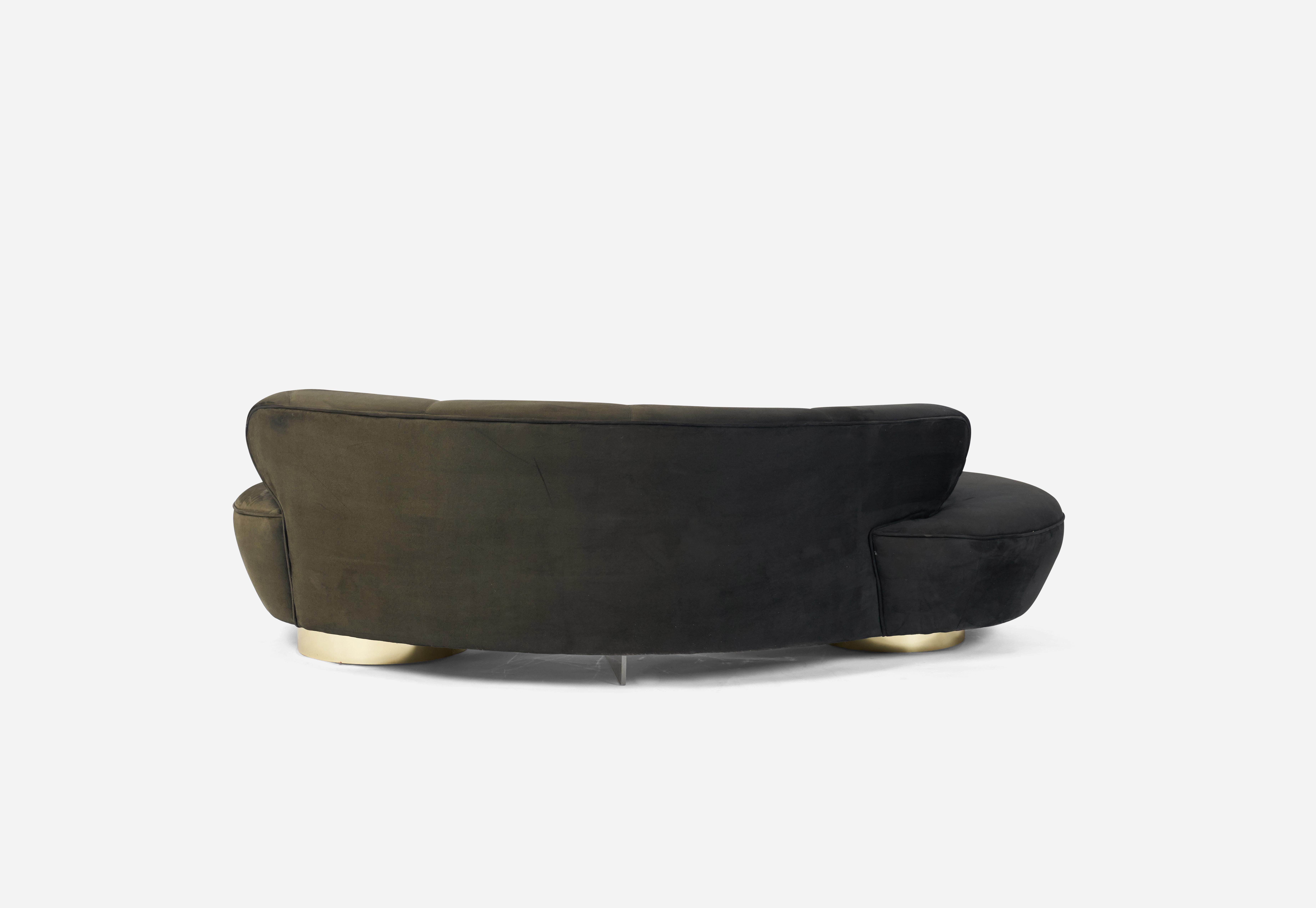 Vladimir Kagan Serpentine Sofas on Brass Bases 1