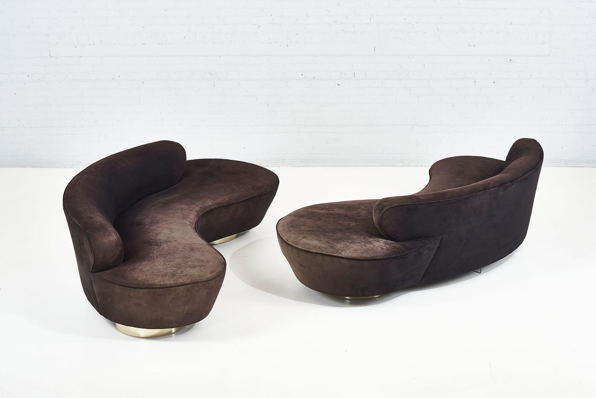 Vladimir Kagan Serpentine Sofas on Brass Bases 2