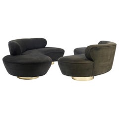 Vladimir Kagan Serpentine Sofas on Brass Bases