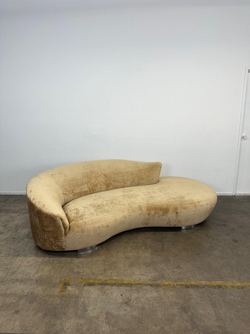 Velvet Vladimir Kagan Serpentine Style Sofa