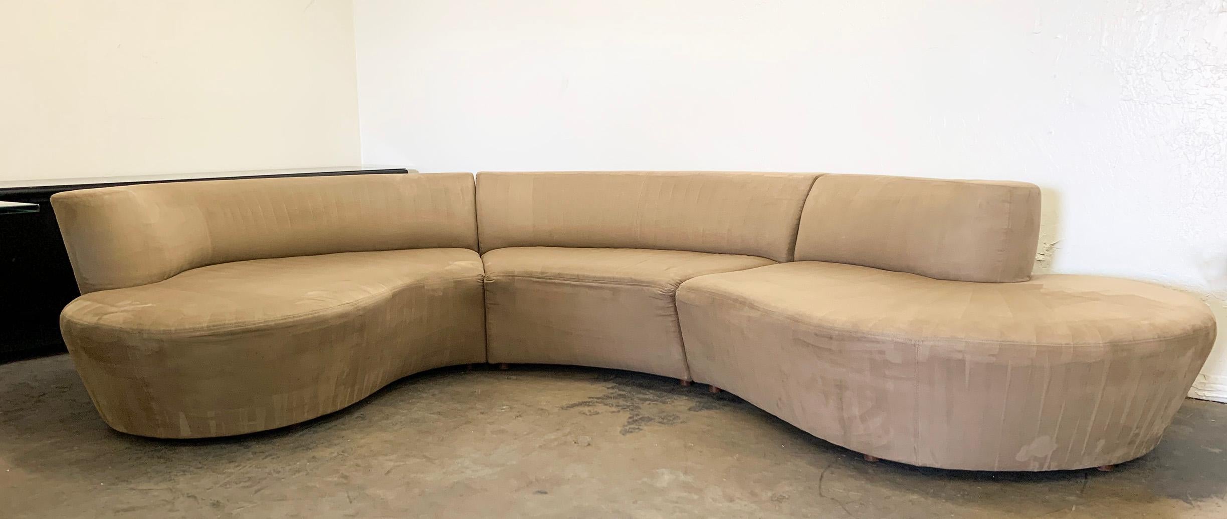 Mid-Century Modern Vladimir Kagan Serpentine Three-Piece Sectional Sofa, for Weiman