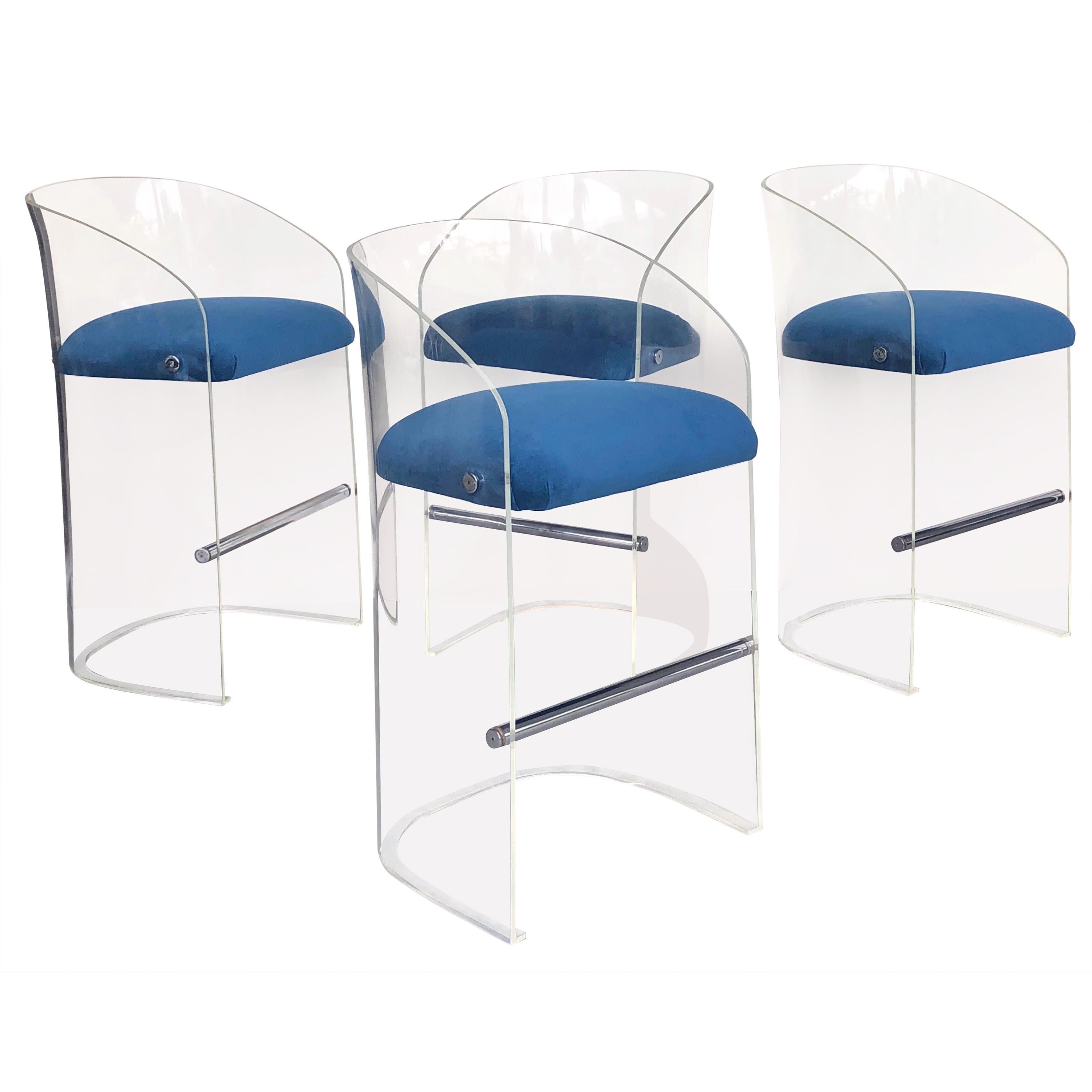 Vladimir Kagan Set of 4 Lucite Barstools, 1975