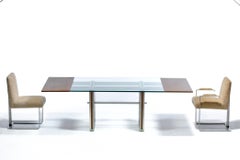 Vladimir Kagan Set of 6 Brushed Aluminum Dining Chairs in New Beige Shearling