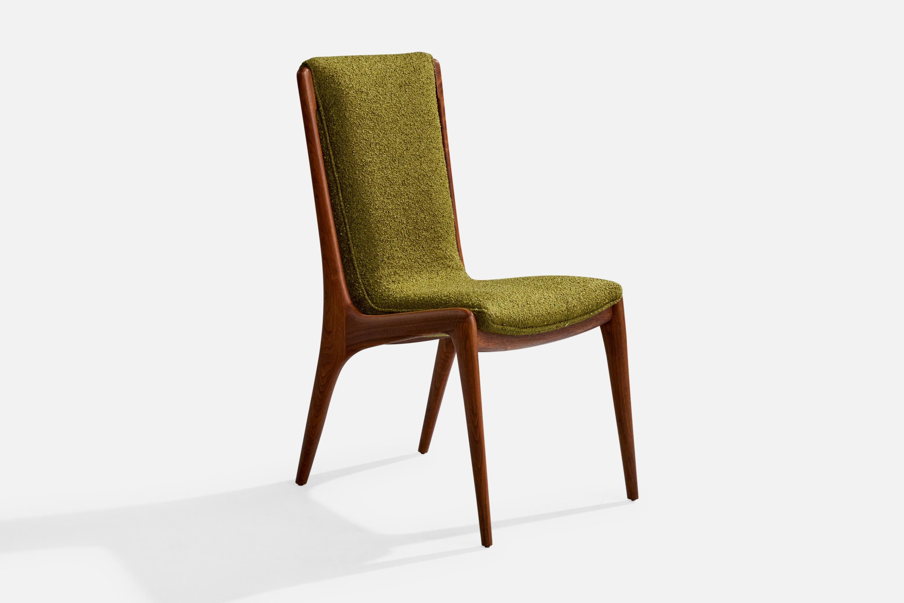 Vladimir Kagan, chaises d'appoint, noyer, tissu, États-Unis, années 1960 Bon état - En vente à High Point, NC