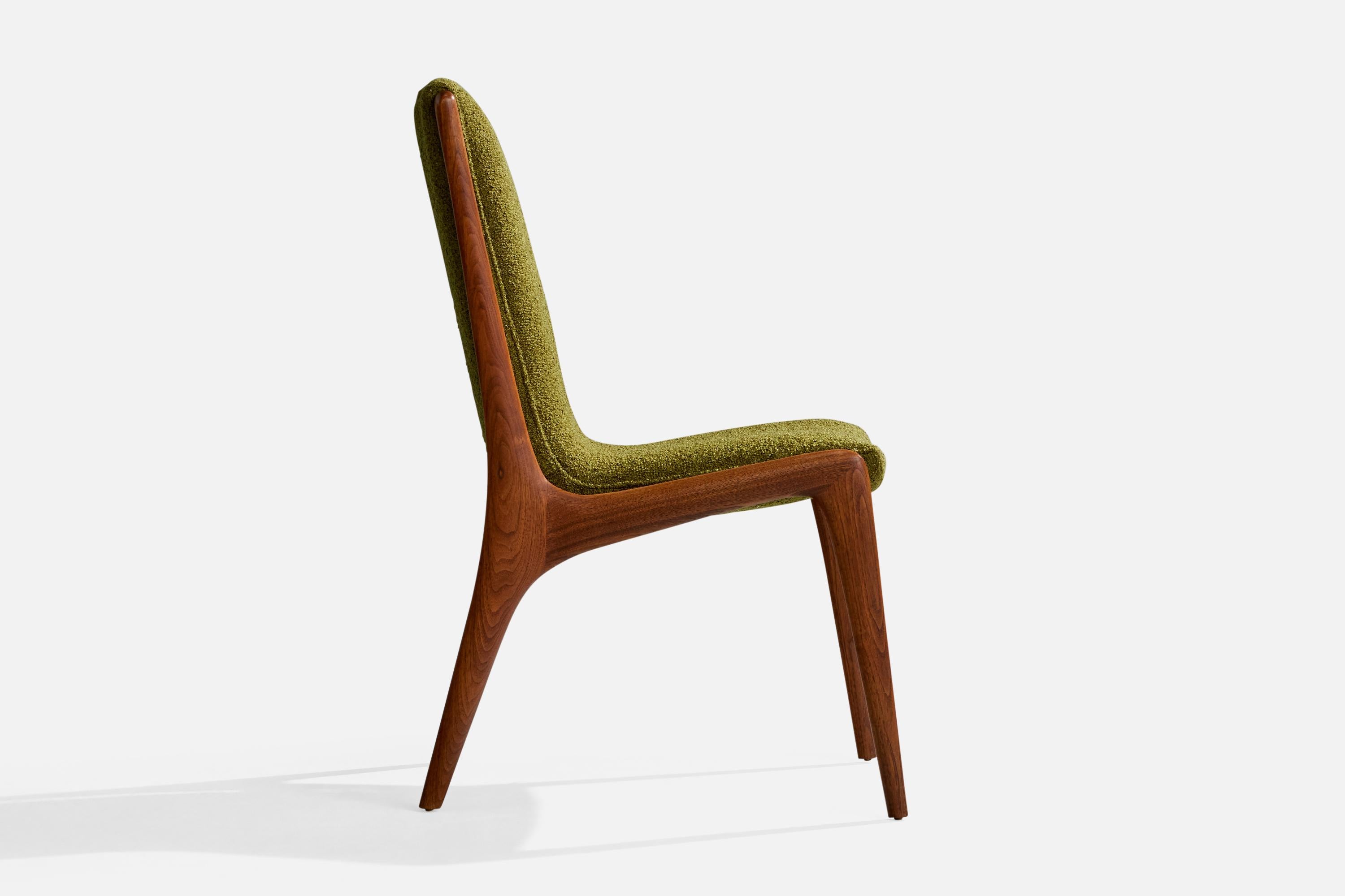 Tissu Vladimir Kagan, chaises d'appoint, noyer, tissu, États-Unis, années 1960 en vente