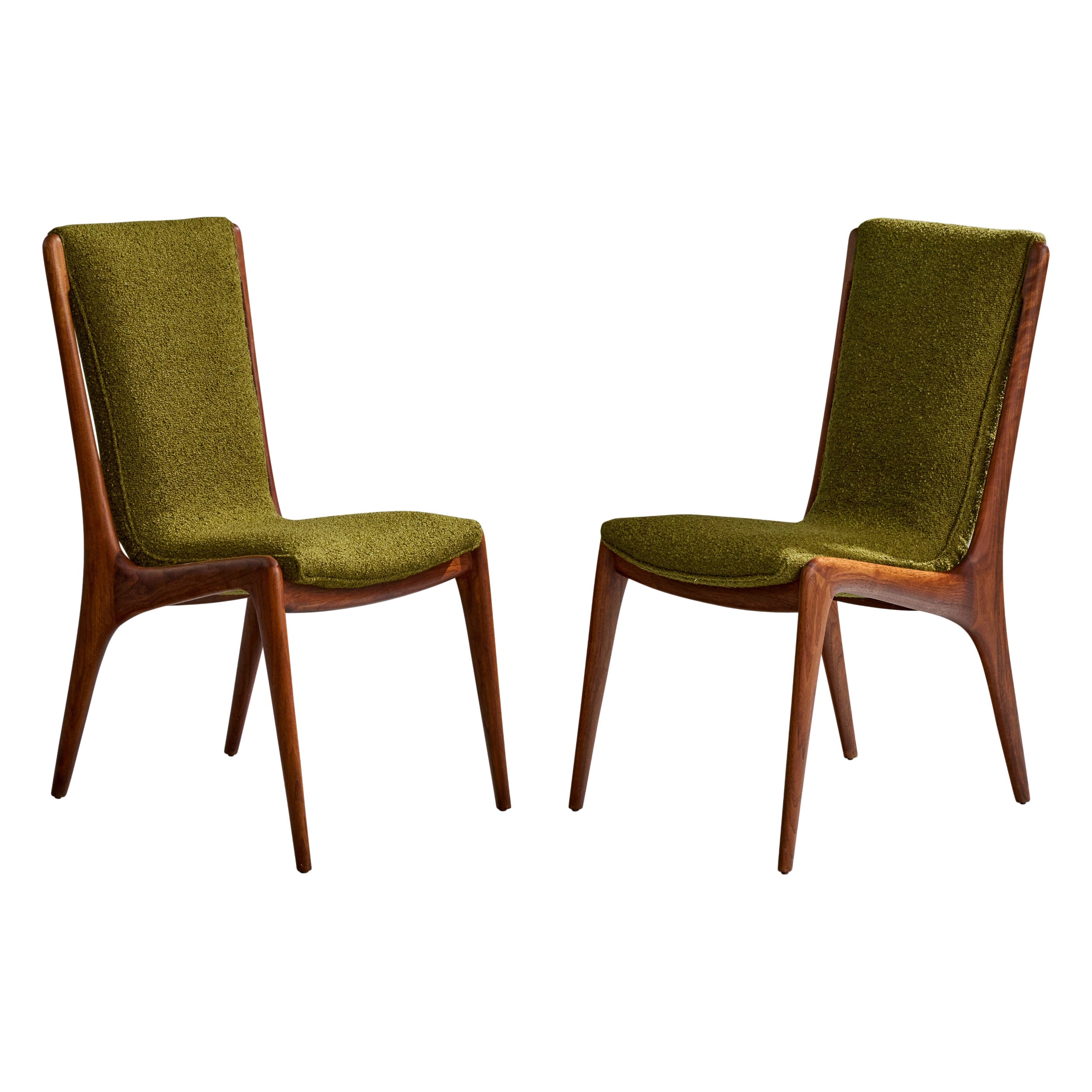 Vladimir Kagan, chaises d'appoint, noyer, tissu, États-Unis, années 1960