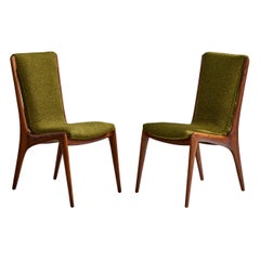 Vladimir Kagan, chaises d'appoint, noyer, tissu, États-Unis, années 1960