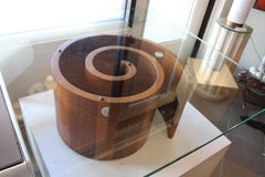 Vladimir Kagan Snail Coffee Table in Walnut w/Original Glass