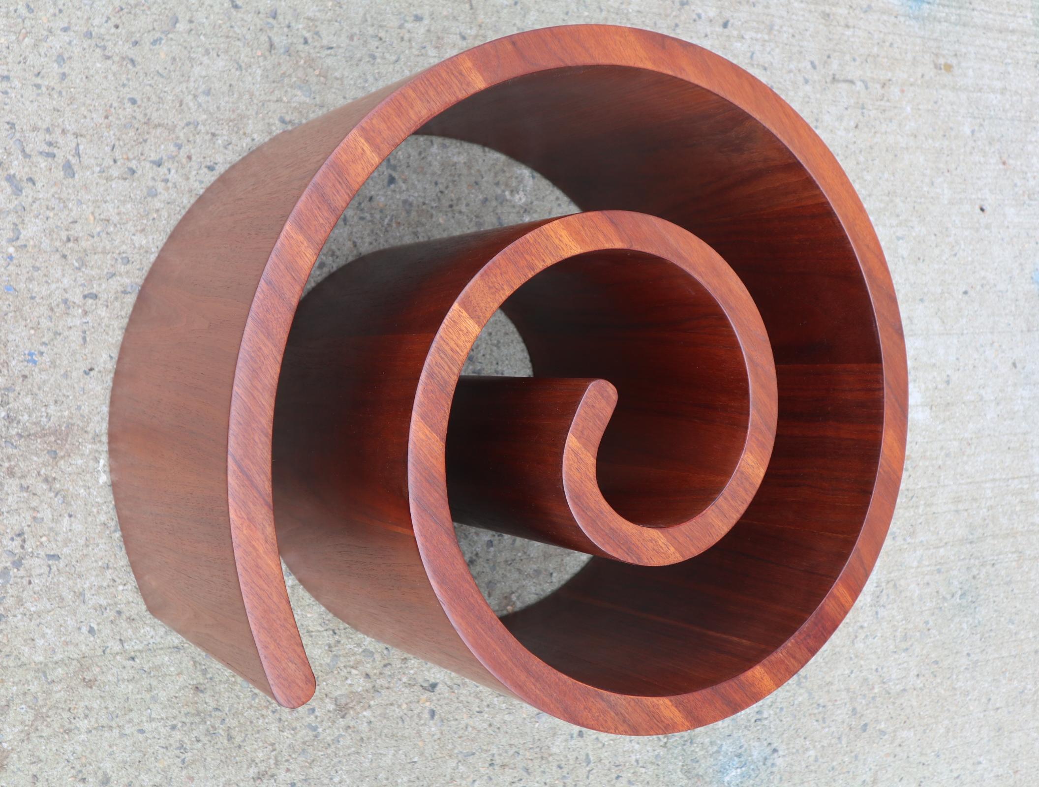 American Vladimir Kagan Snail Coffee Table in Walnut with Original Glass