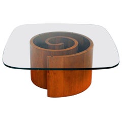 Retro Vladimir Kagan Snail Coffee Table in Walnut