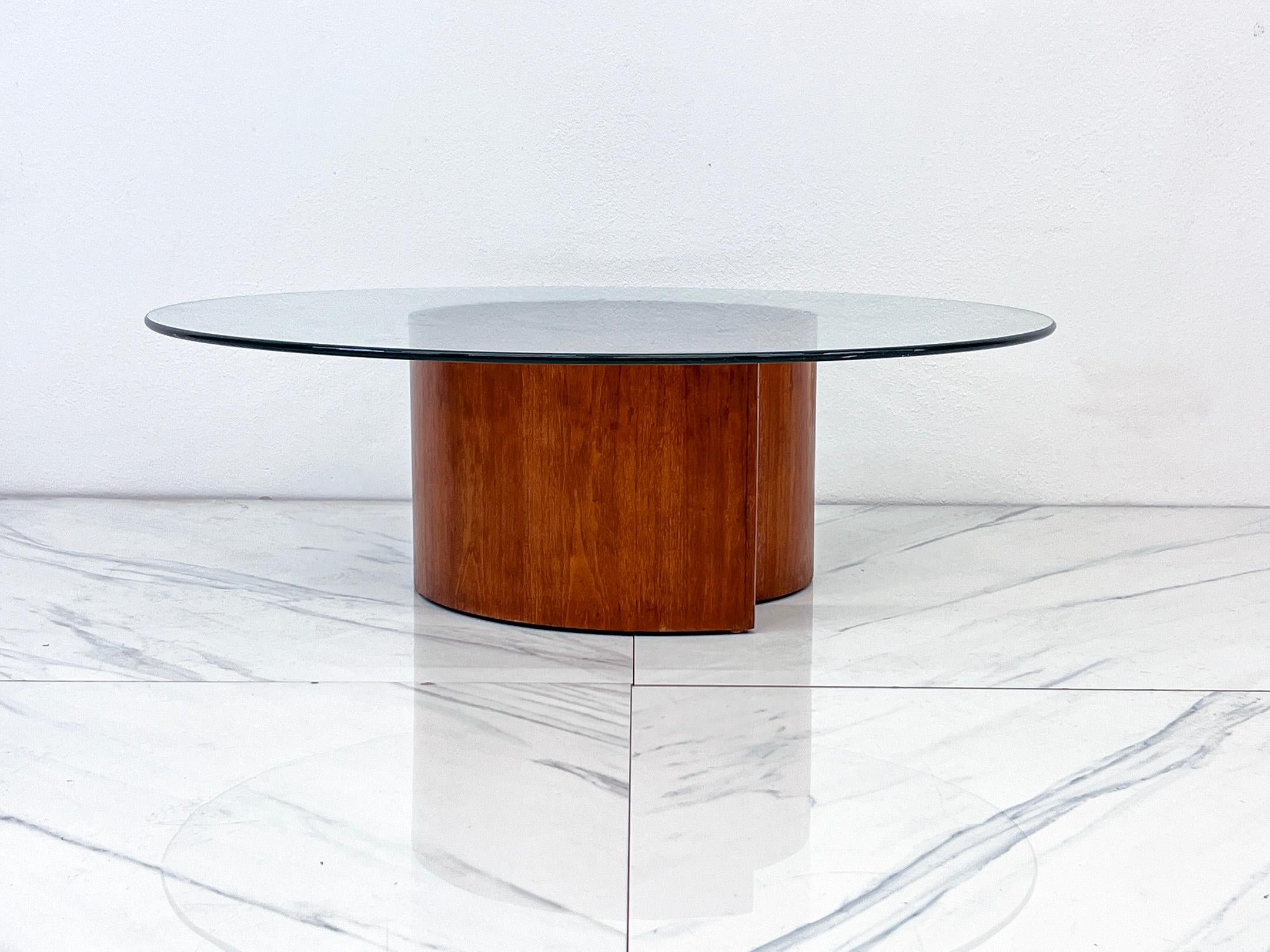 Vladimir Kagan Schnecken-Couchtisch, Nussbaum und Glas, 1960er Jahre im Angebot 1