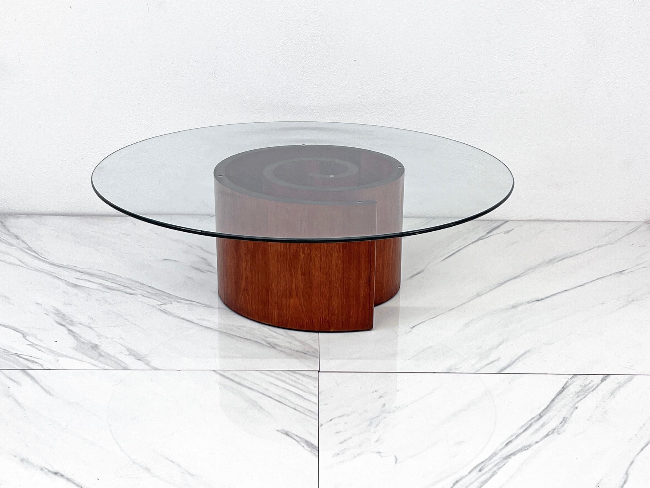 Vladimir Kagan Schnecken-Couchtisch, Nussbaum und Glas, 1960er Jahre im Angebot 2