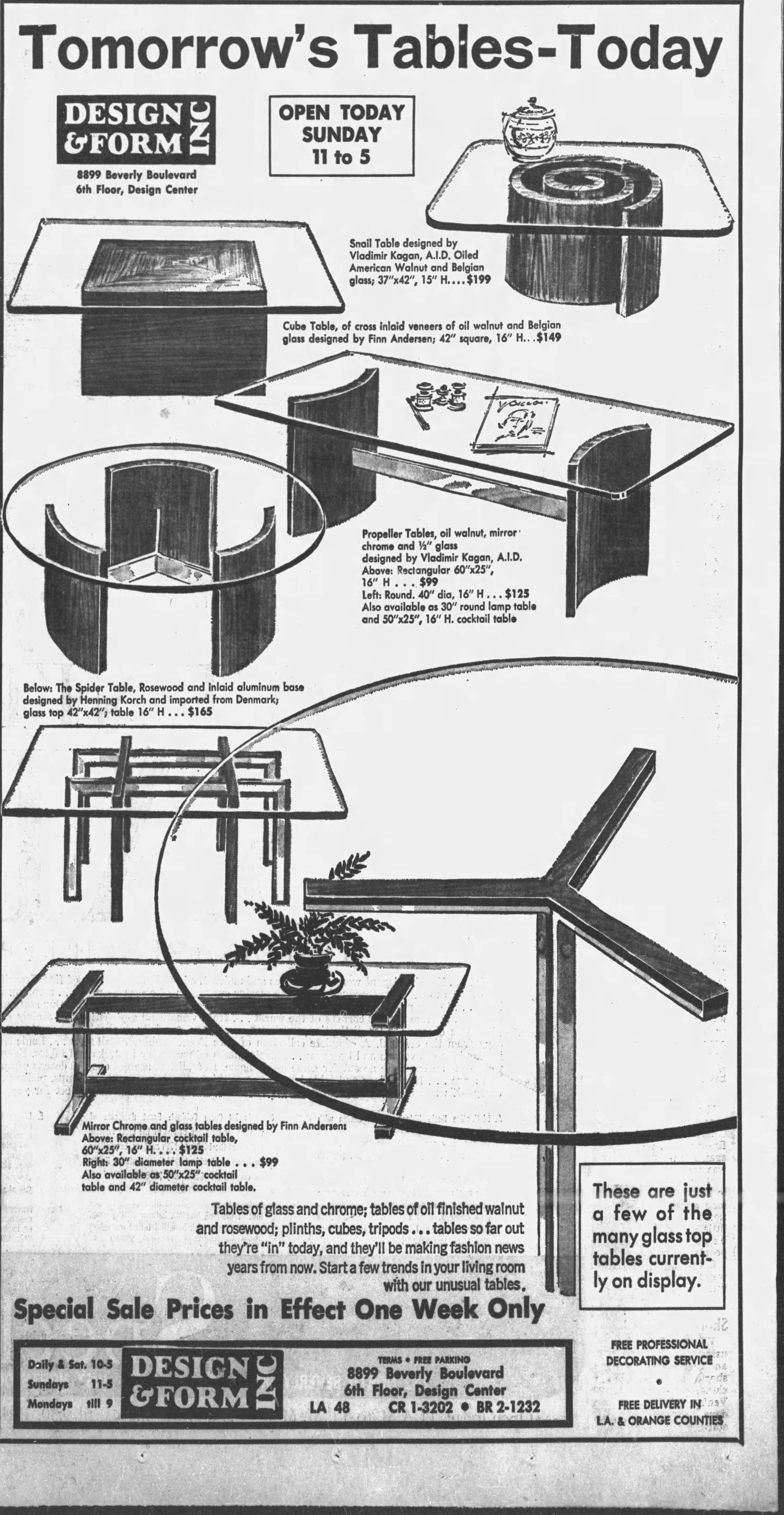 Vladimir Kagan Schnecken-Couchtisch, Nussbaum und Glas, 1960er Jahre im Angebot 3