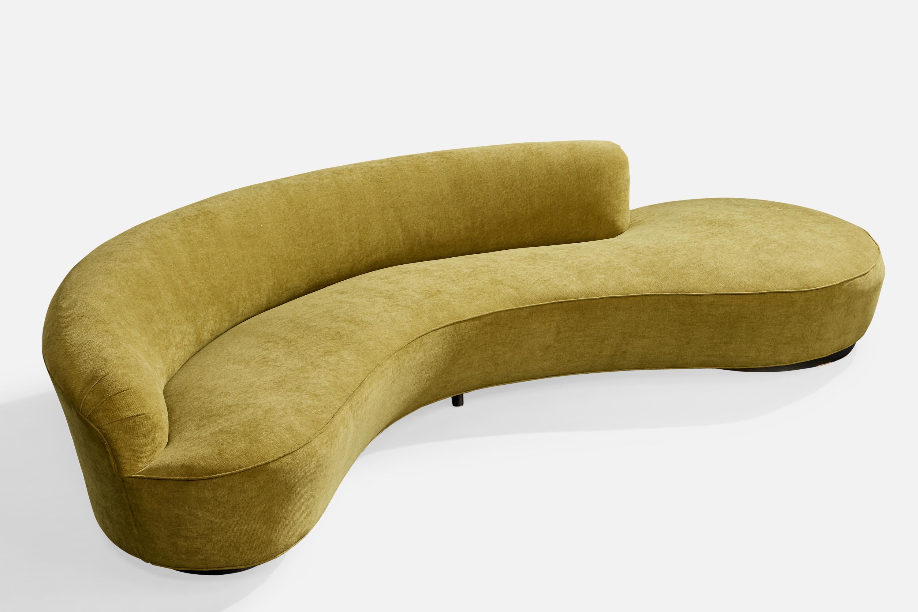 Mid-Century Modern Vladimir Kagan, canapé, tissu, Wood, États-Unis, années 1990 en vente
