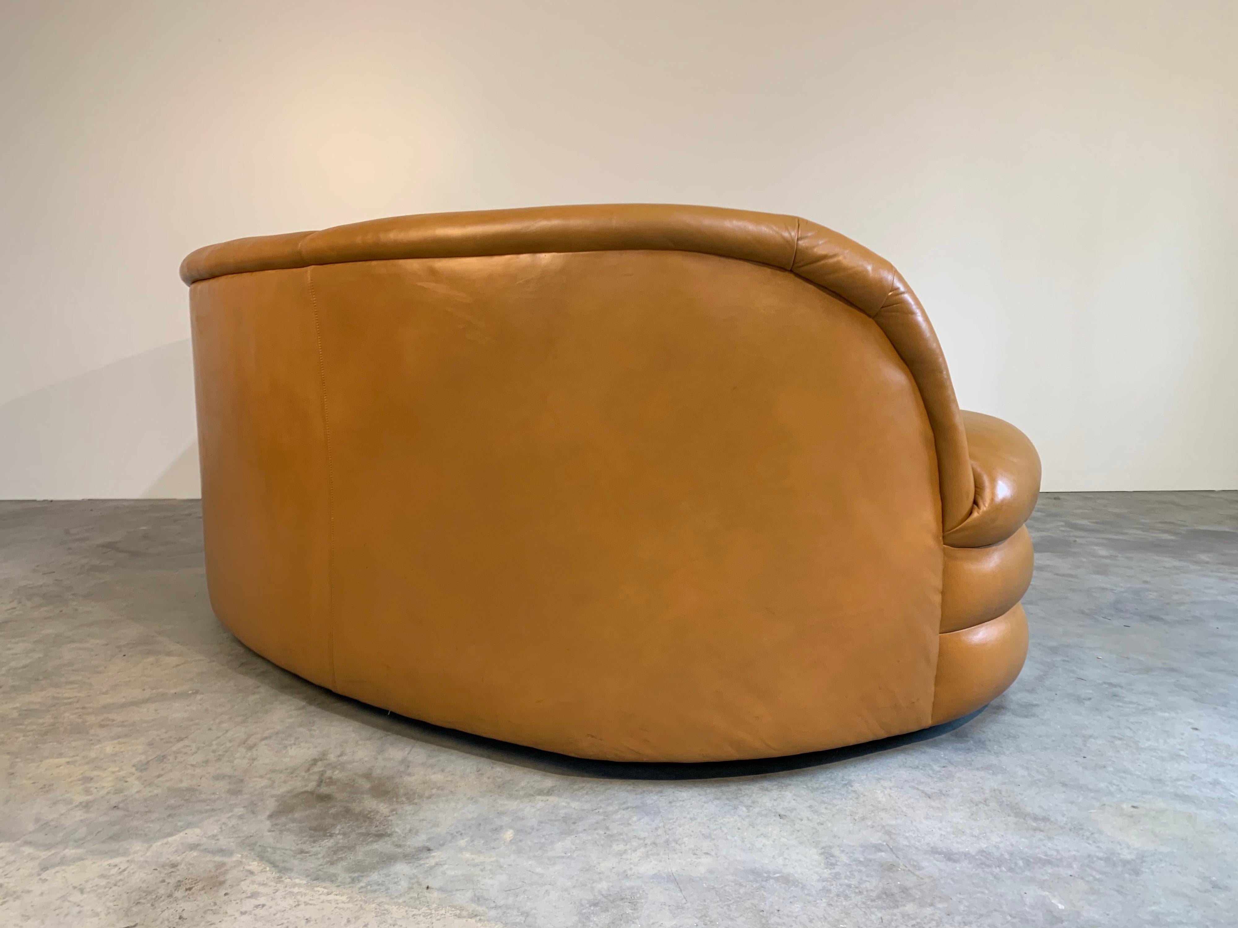 Vladimir Kagan Sofa for Directional Biomorphic Kidney Form in Caramel Leather 1