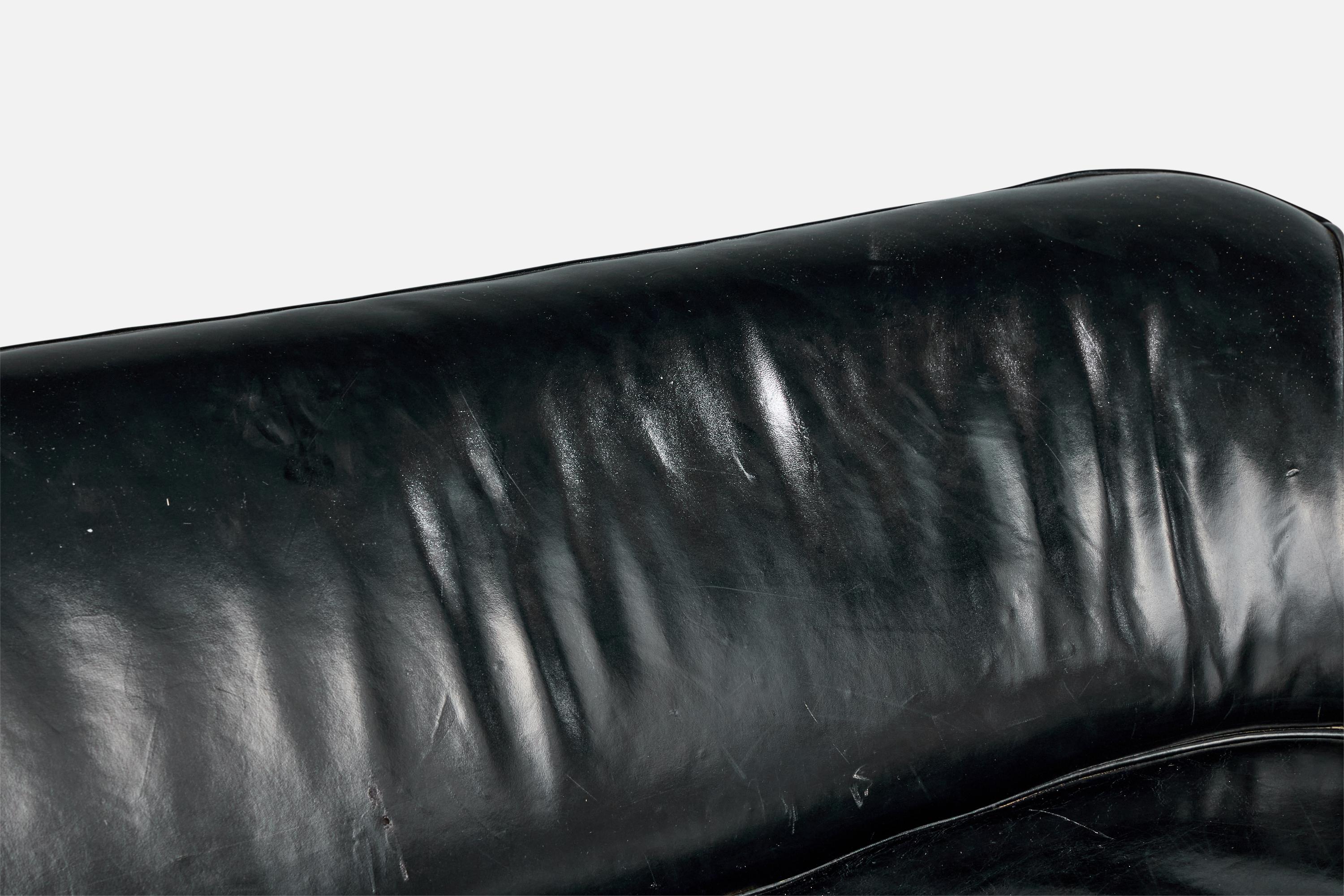 Vladimir Kagan, Sofa, Leder, Nussbaum, USA, 1950er Jahre im Angebot 5