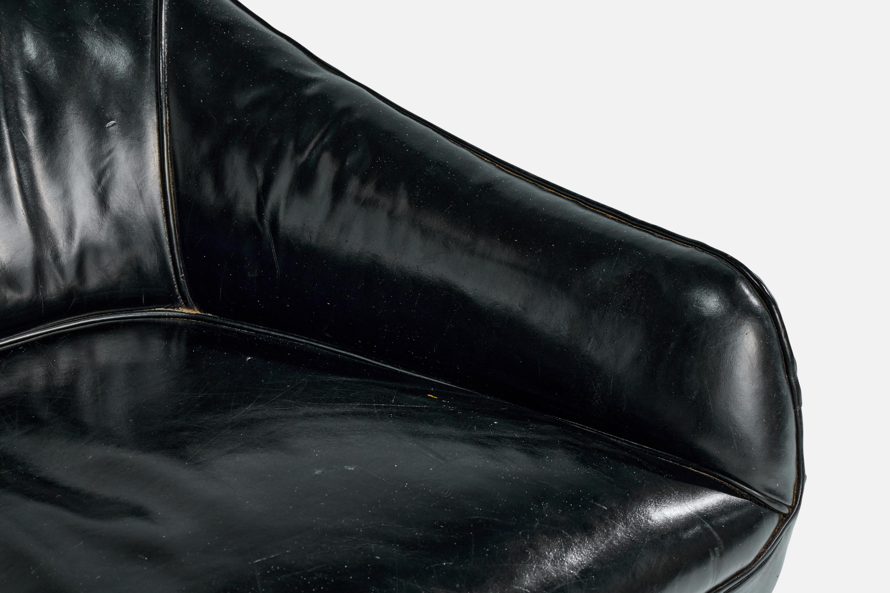 Vladimir Kagan, Sofa, Leder, Nussbaum, USA, 1950er Jahre im Angebot 7