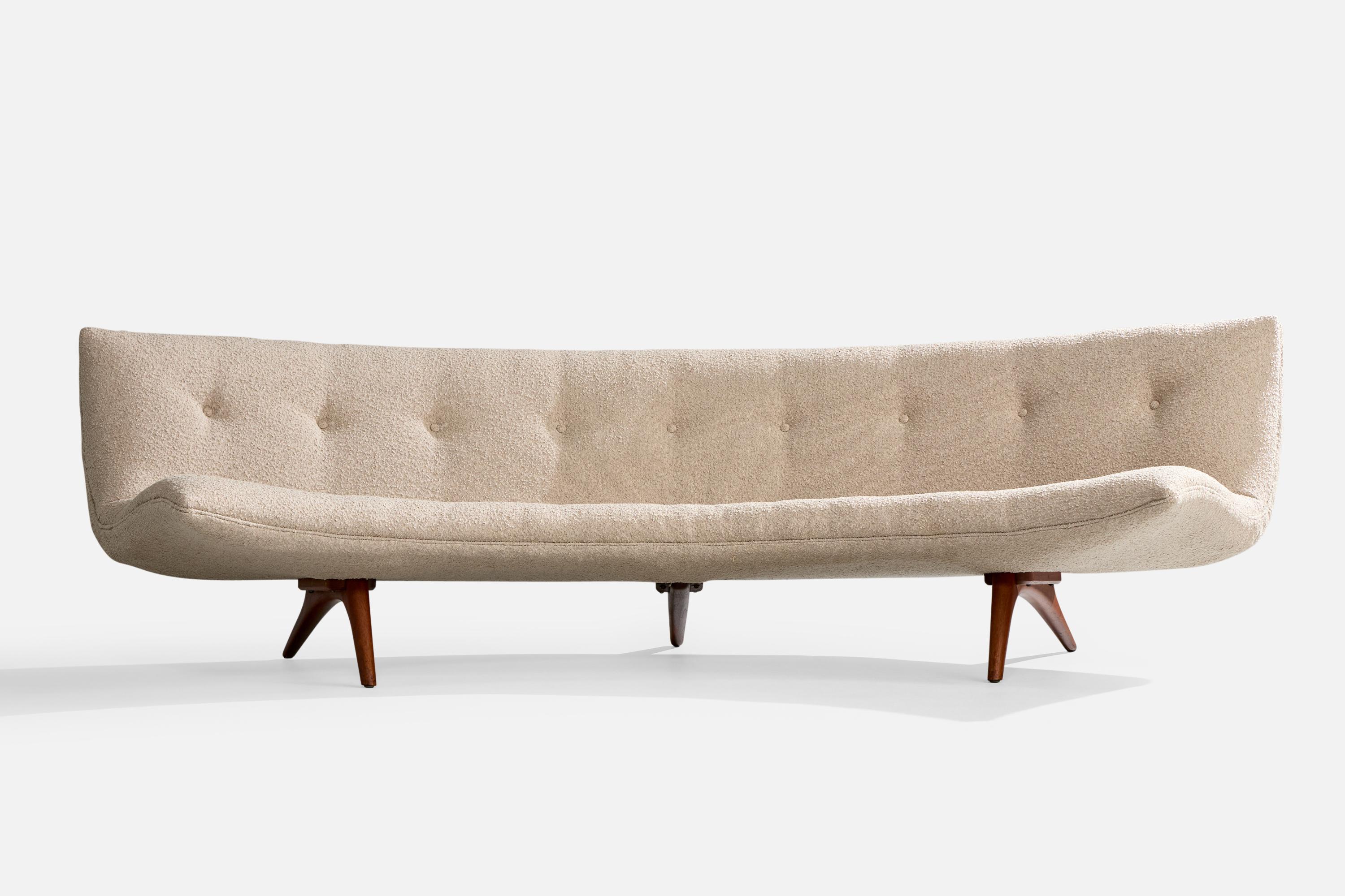 Milieu du XXe siècle Vladimir Kagan, canapé, noyer, tissu, États-Unis, années 1960 en vente