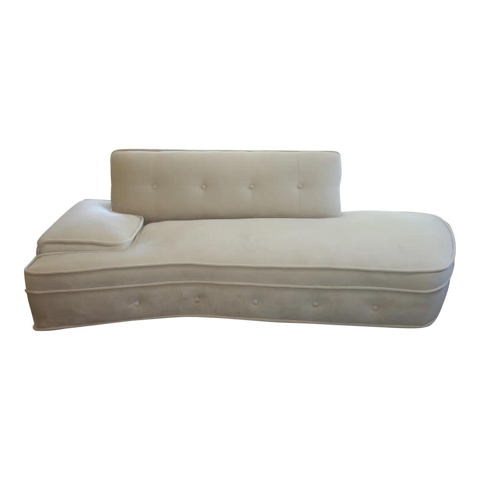 Vladimir Kagan Style 1950’s Vintage Mid-Century Modern Ivory Sofa For Sale