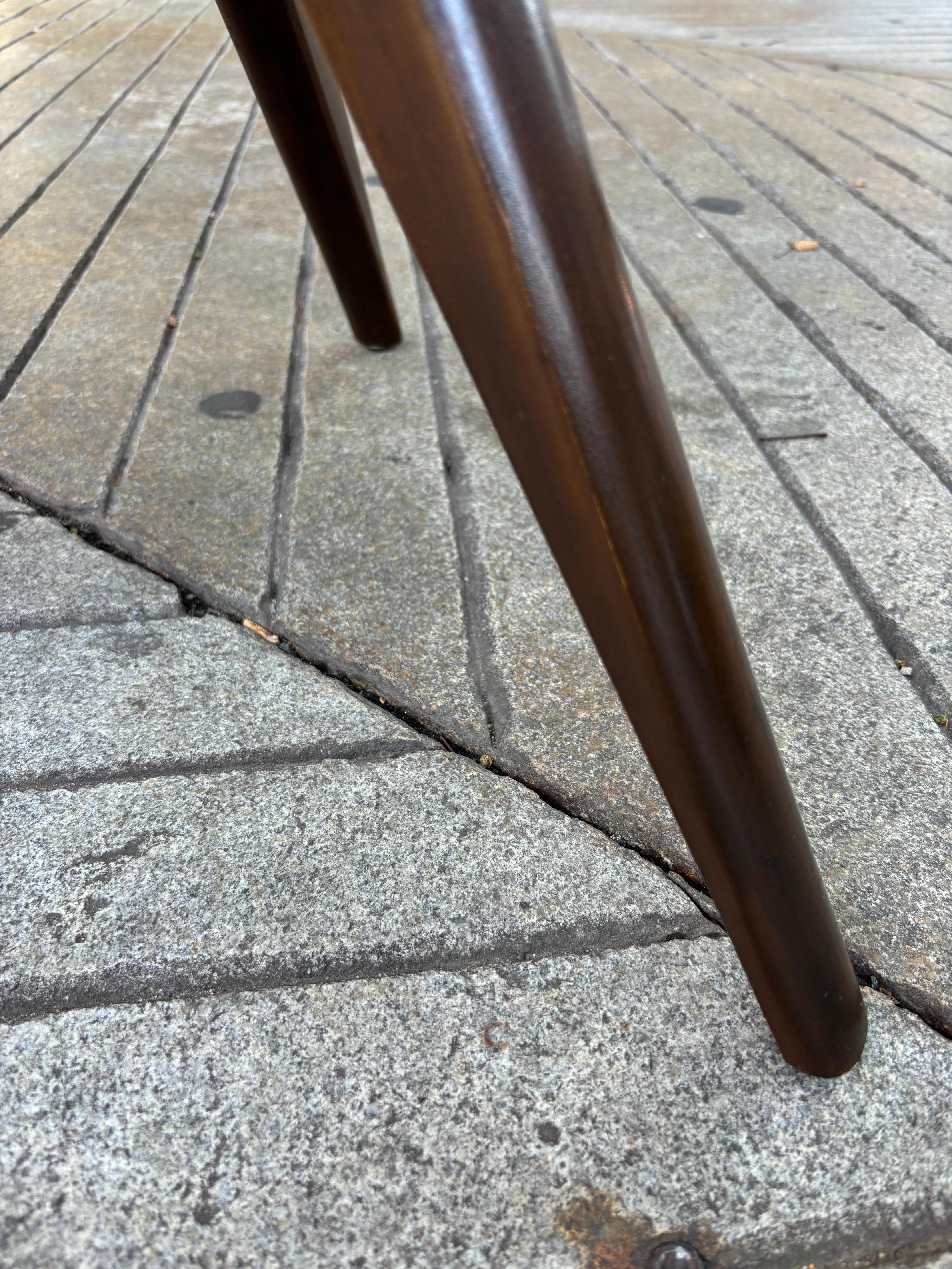 Mid-Century Modern Vladimir Kagan Style 3 legged glass and Walnut Side Table