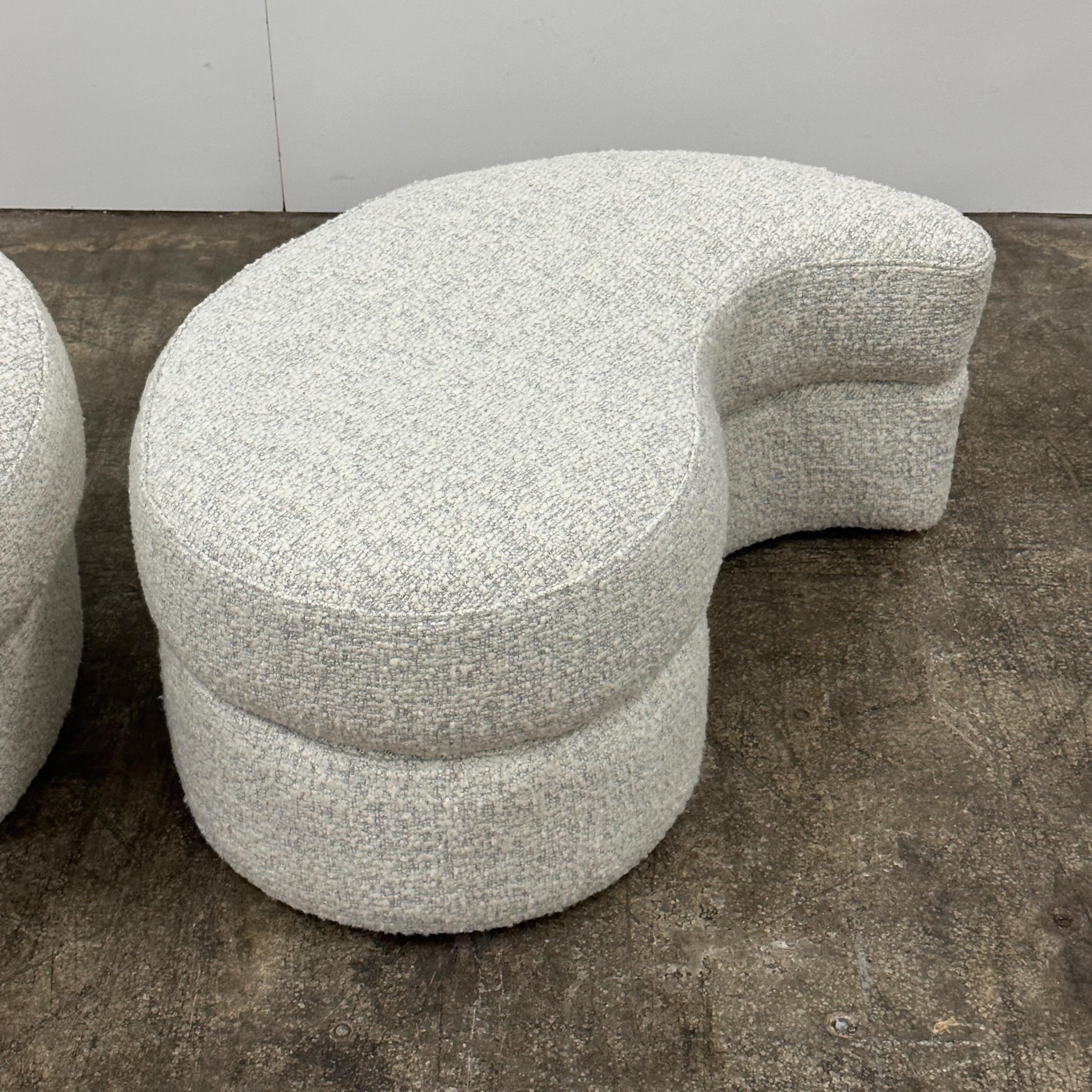 Mid-Century Modern Vladimir Kagan Style Apostrophe Ottomans by Directional