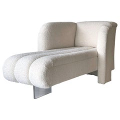 Vladimir Kagan Style Deco Chaise in White Boucle, 1990's