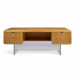 Gianni Walnut and Lucite Executive Desk