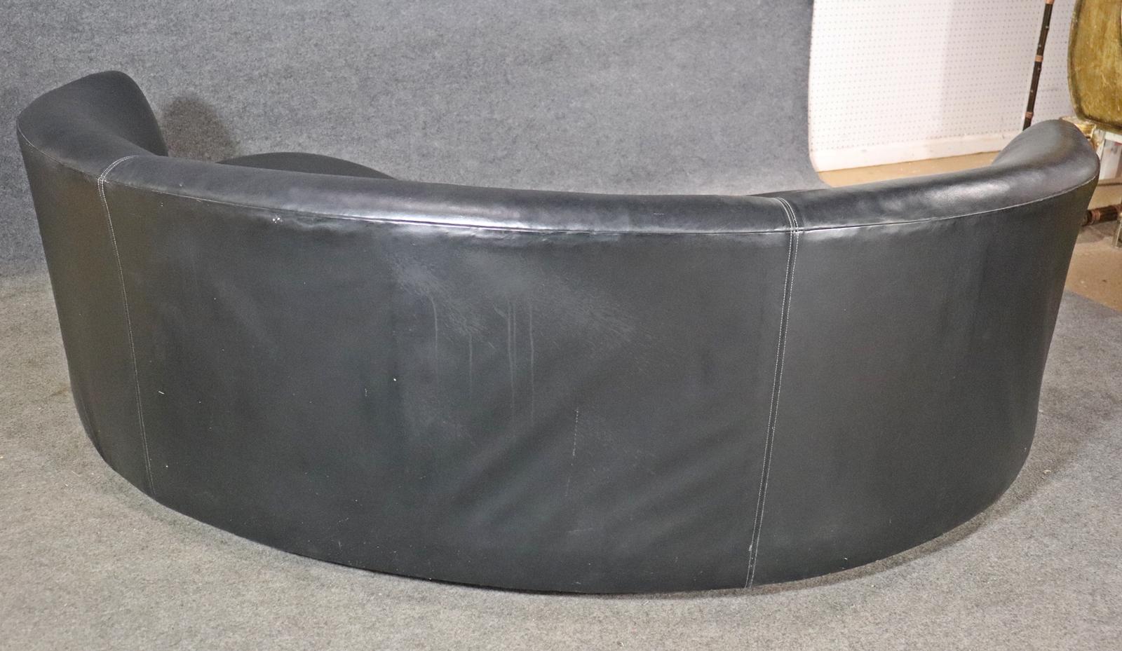Vladimir Kagan Style Kidney Shape Cloud Sofa Black Leather 3