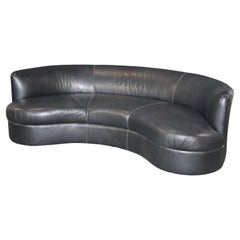 Vladimir Kagan Style Kidney Shape Cloud Sofa Black Leather