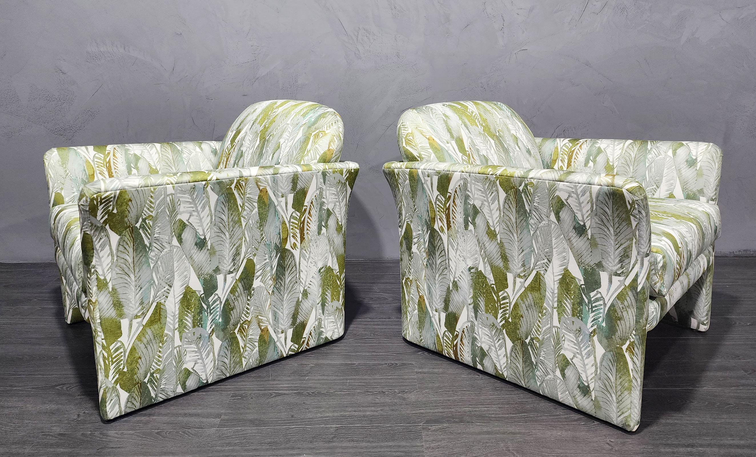 We reupholstered these gorgeous chairs in a very high-quality fabric from France. The chairs have some 