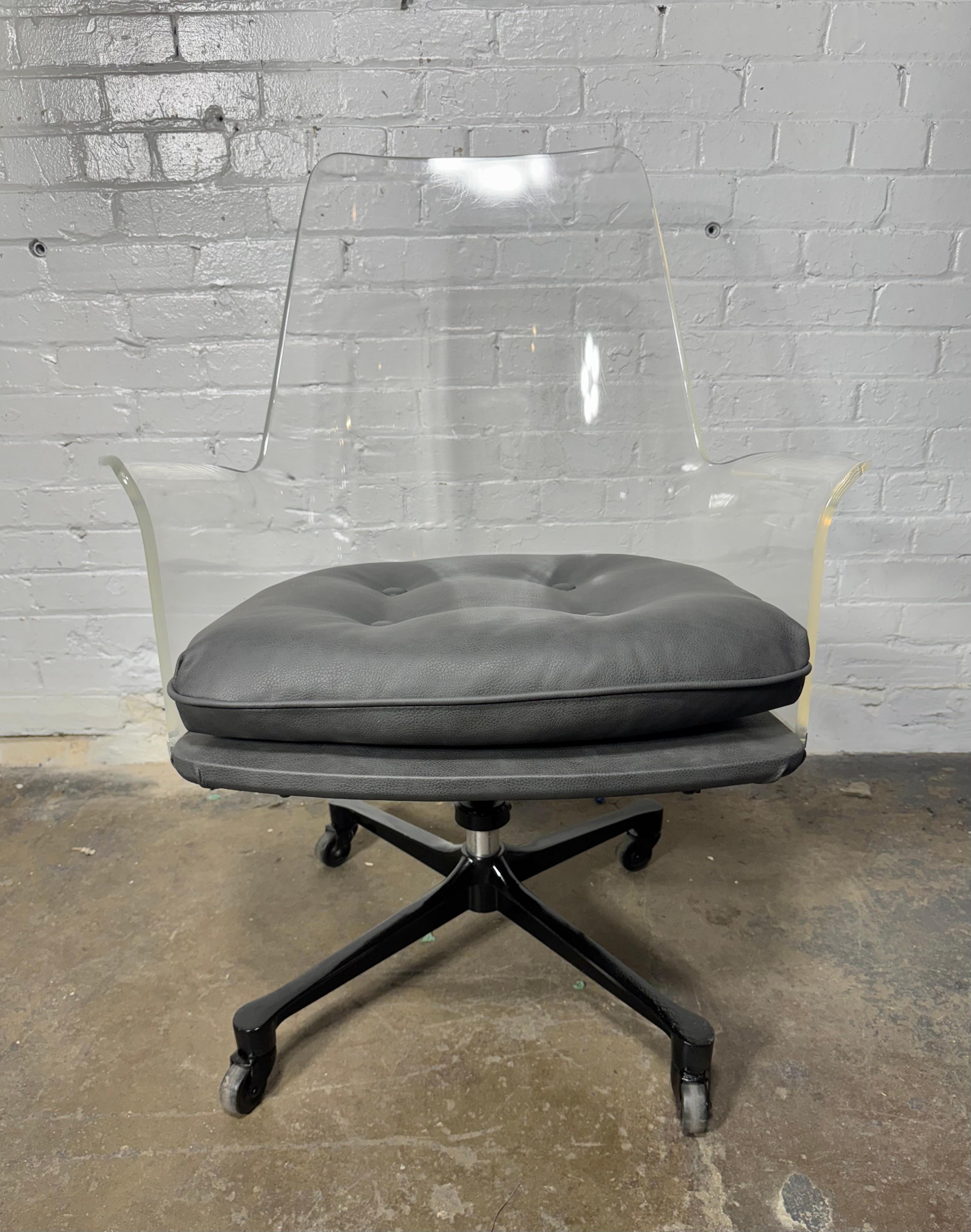 Lucite Tilt / Swivel Desk Chair For Sale 3